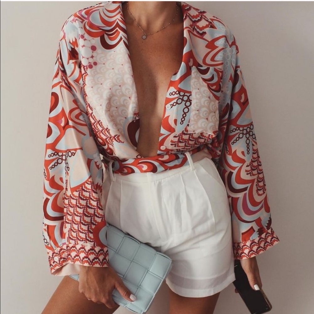 ZARA SATIN PRINT TOP - Picture 4 of 4